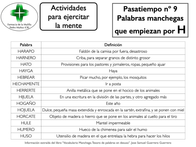 009 - Palabras manchegas H definiciones